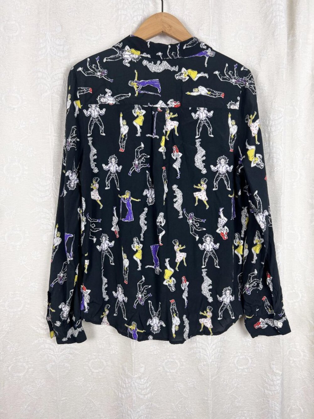ModCloth Halloween monsters Pristine Dreams Button-Up Shirt zombies witches M - Picture 5 of 8